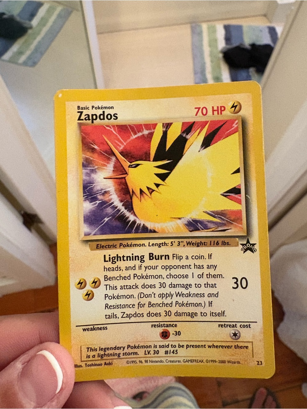 Pokemon Zapdos Yellow and Black Vintage Card